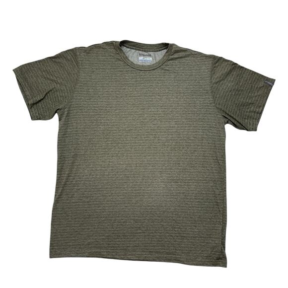 COLUMBIA Omni-wick Green Striped Short Sleeve Tee Size XL Mens Polyester Cotton - Picture 1 of 6